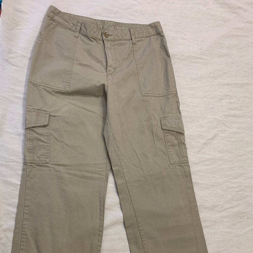 🦆 VINTAGE BLUE WOMENS COTTON CARGO PANTS SIZE 12 🦆